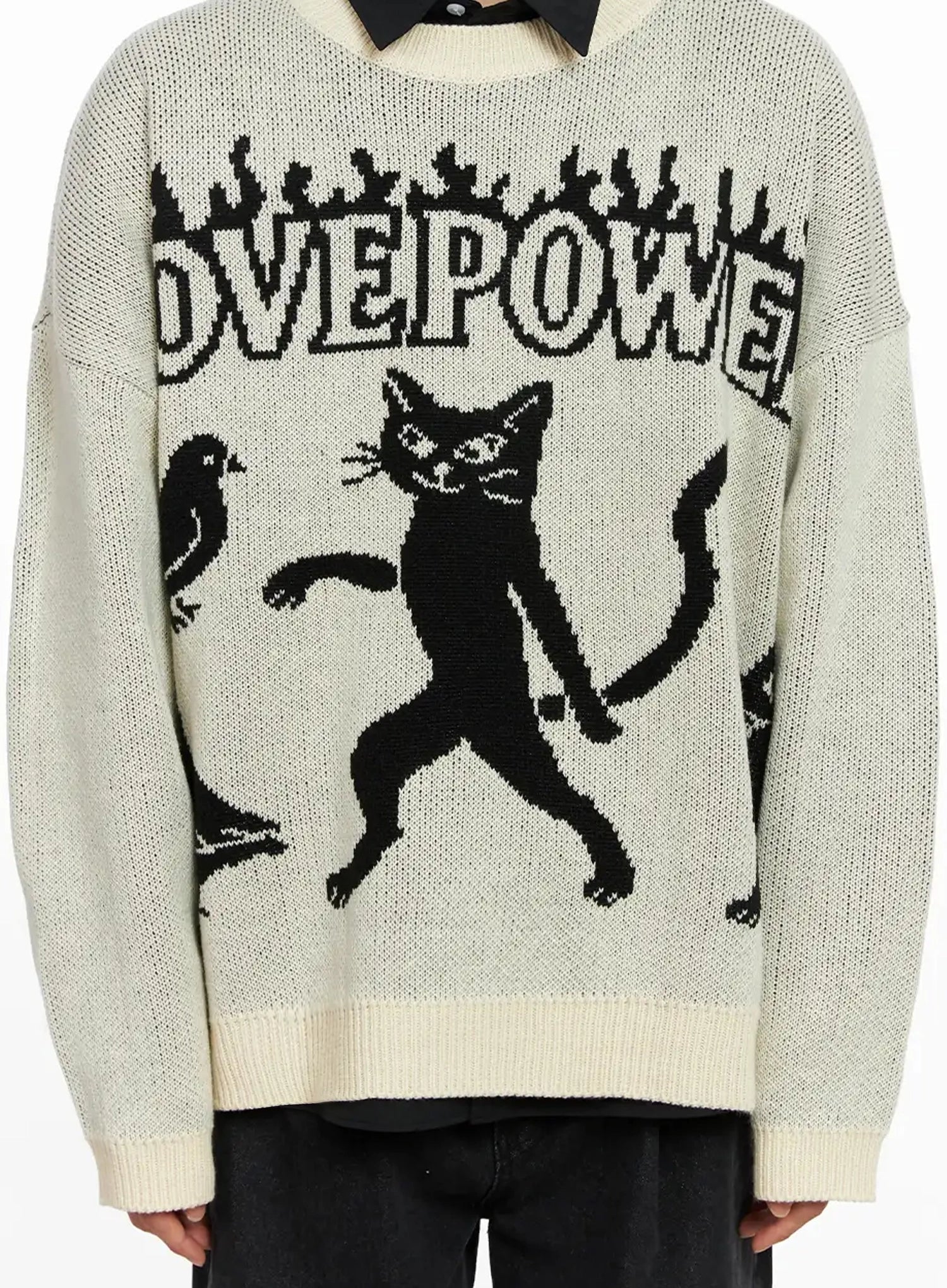 Men's Oversized Graphic Knit Sweater IO516 - Image 5