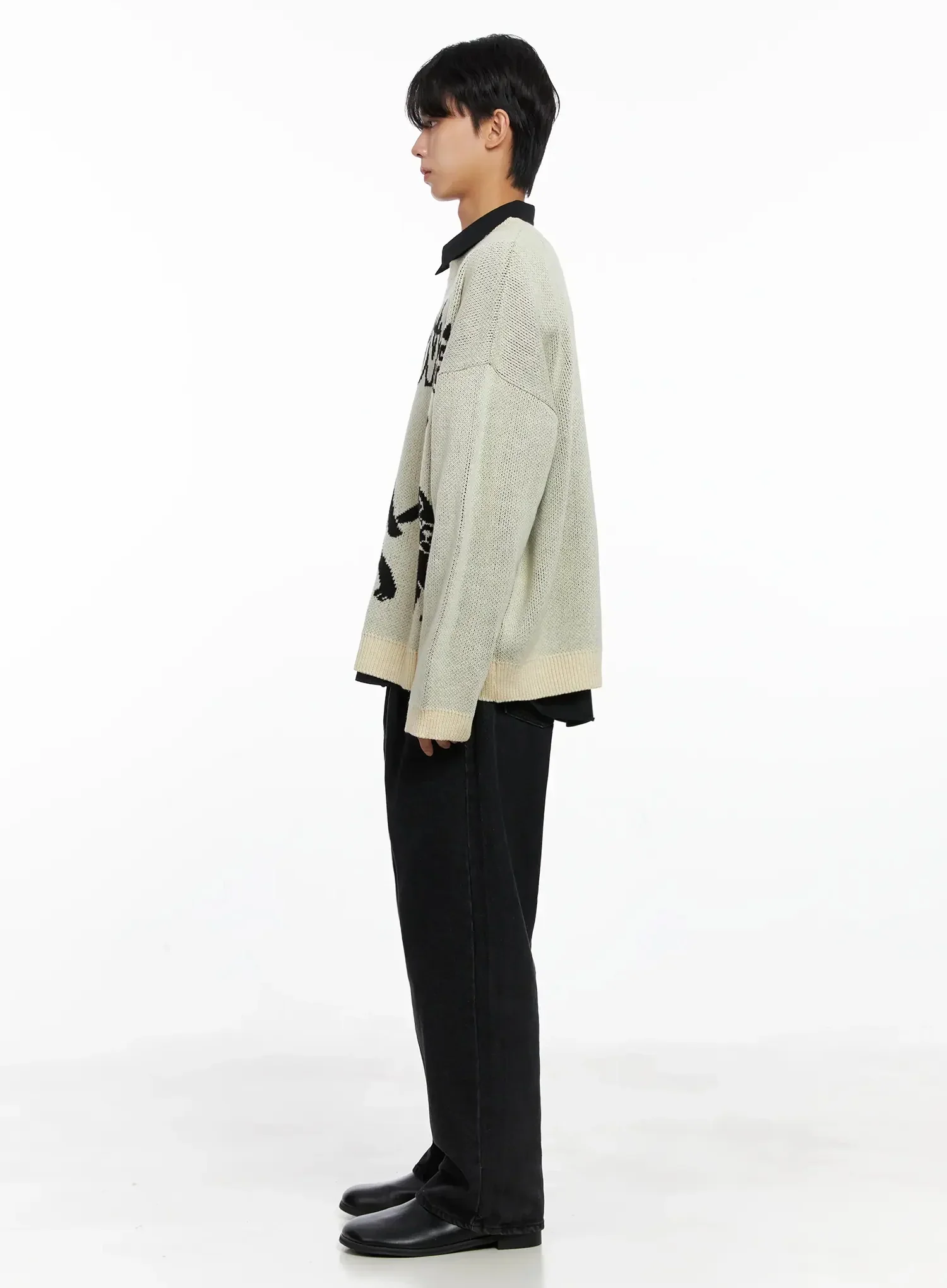 Men's Oversized Graphic Knit Sweater IO516 - Image 7