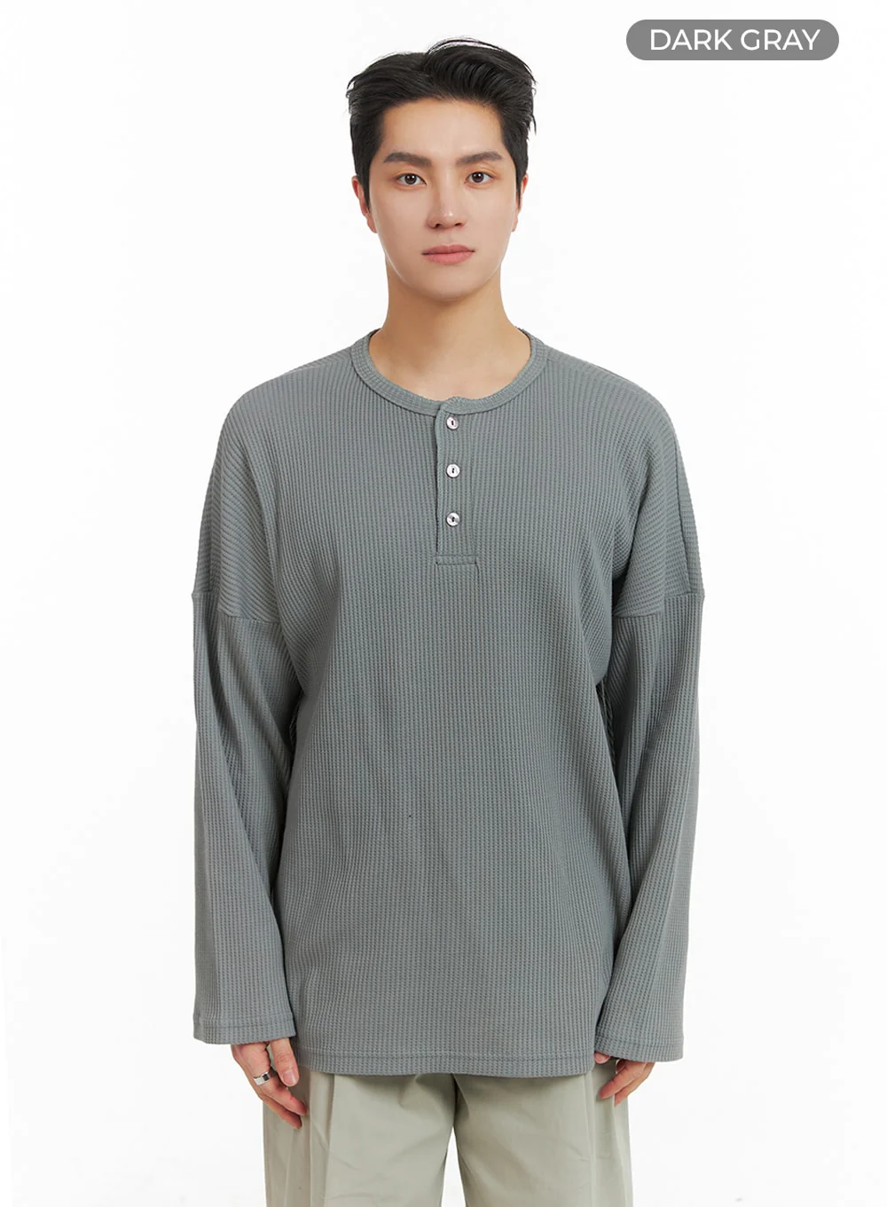 Men's Quarter Button Round Neck Long Sleeve IA401 - Image 10