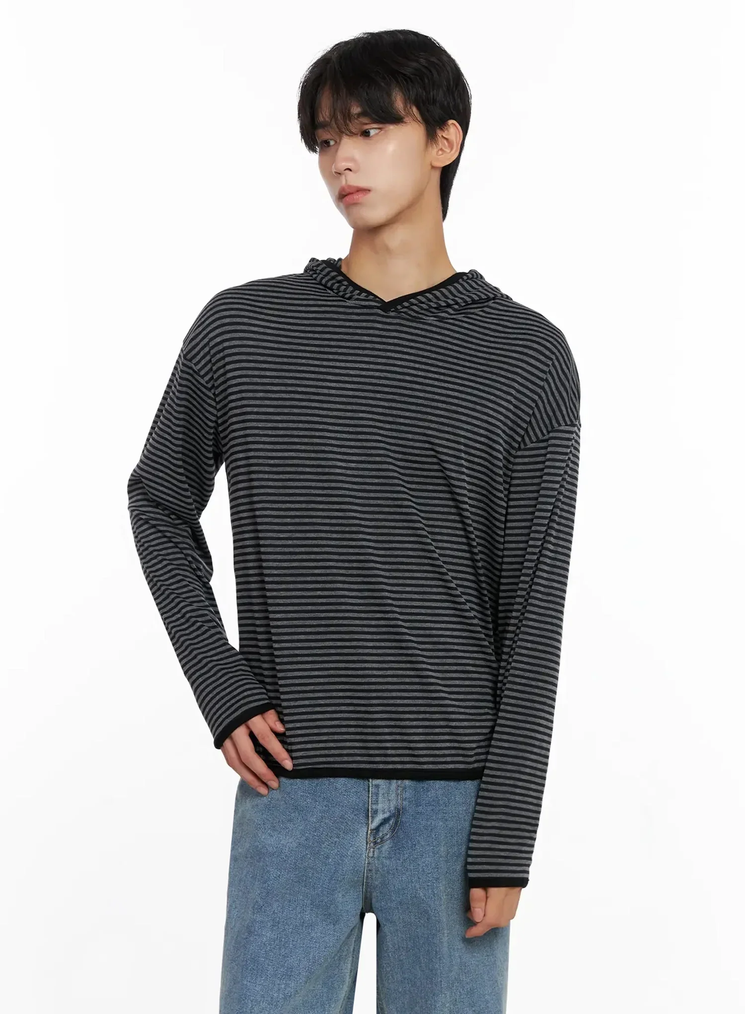 Men's Striped Hooded Long Sleeve IO516 - Image 12