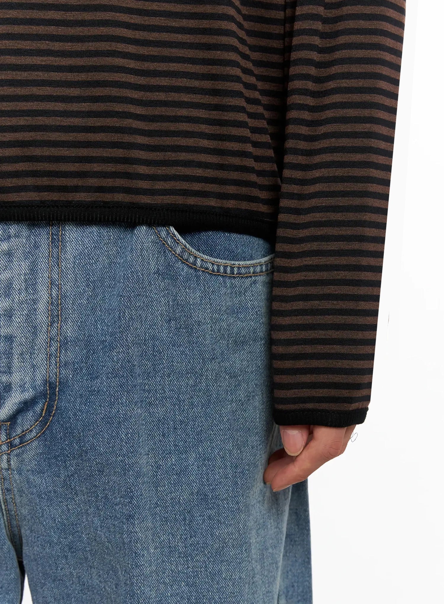 Men's Striped Hooded Long Sleeve IO516 - Image 4