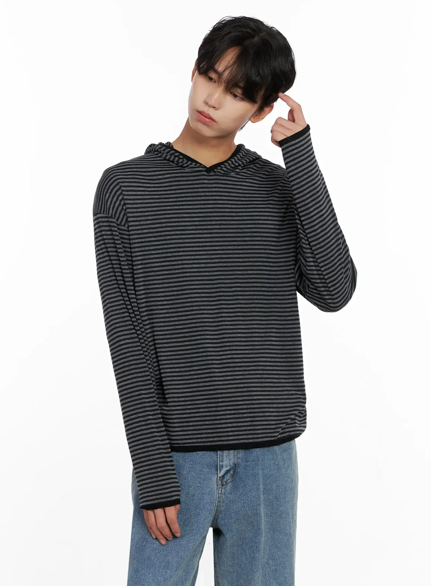 Men's Striped Hooded Long Sleeve IO516 - Image 9