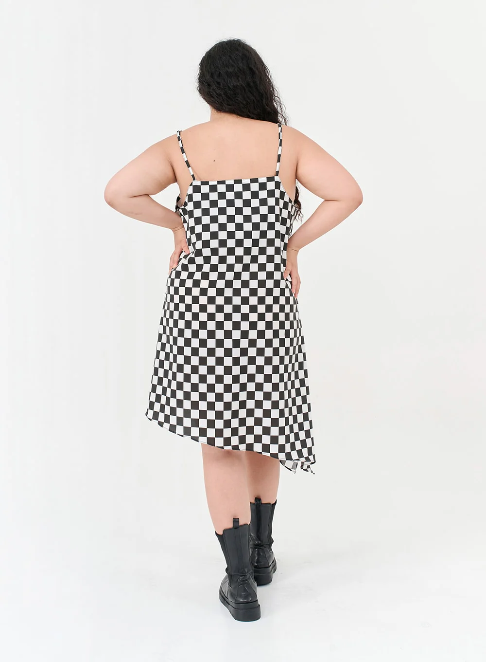 Plus Checked Sleeveless Dress IG09 - Image 4