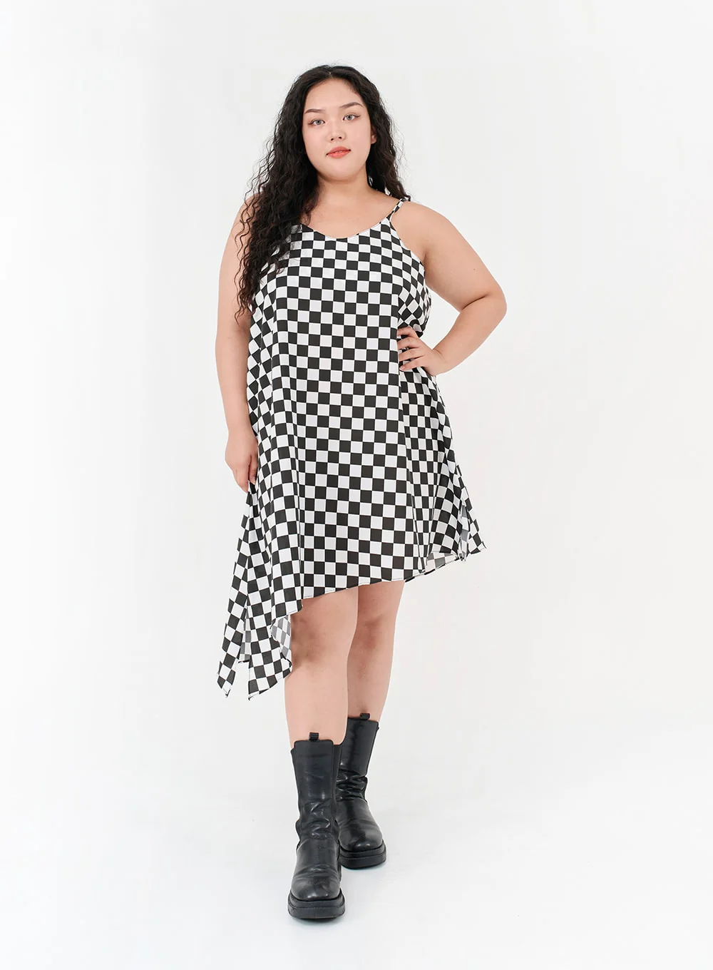 Plus Checked Sleeveless Dress IG09 - Image 7