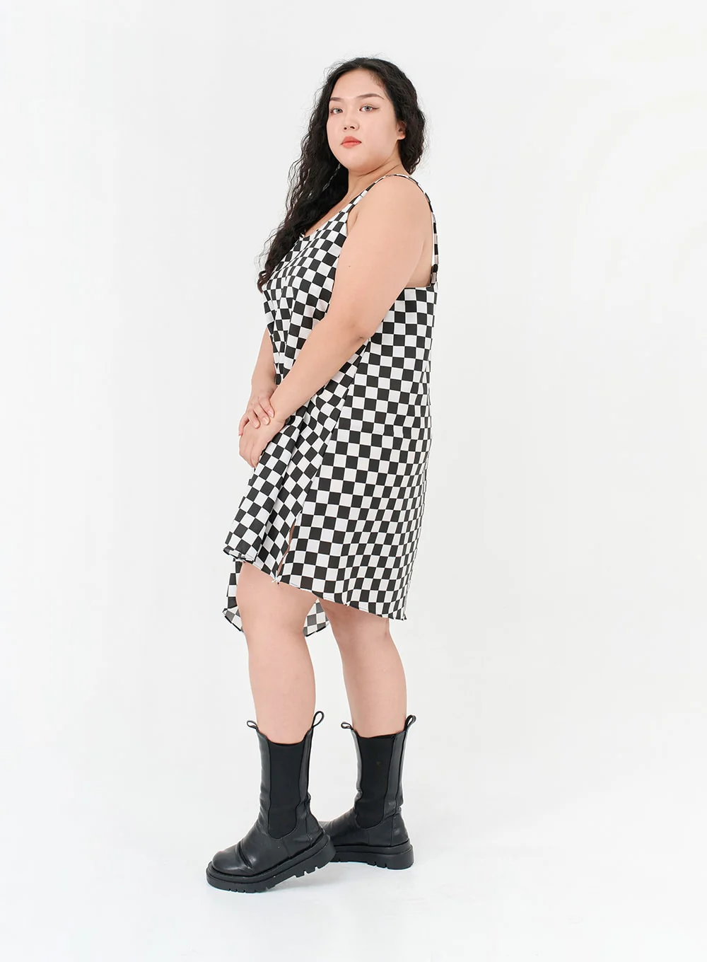 Plus Checked Sleeveless Dress IG09 - Image 9