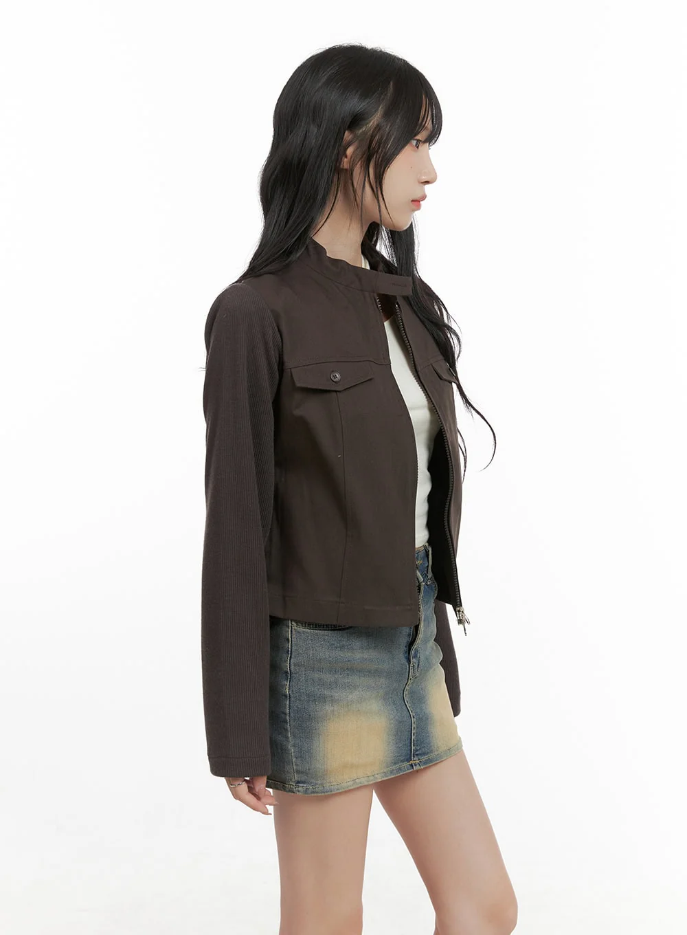 Pocket Zip-Up Solid Jacket CG421 - Image 4