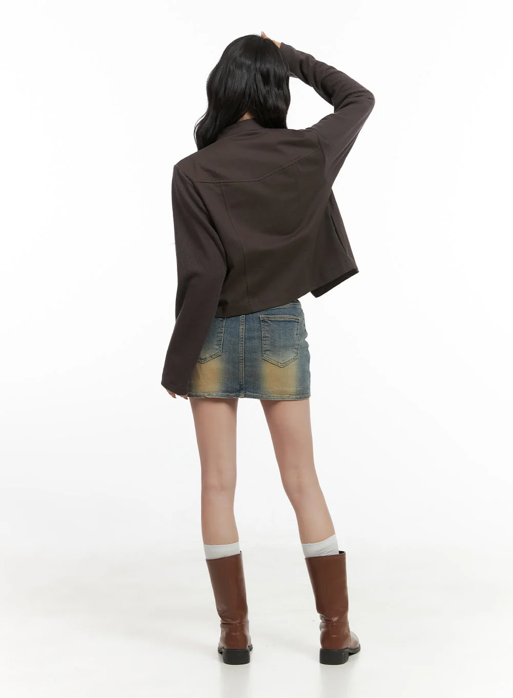 Pocket Zip-Up Solid Jacket CG421 - Image 7