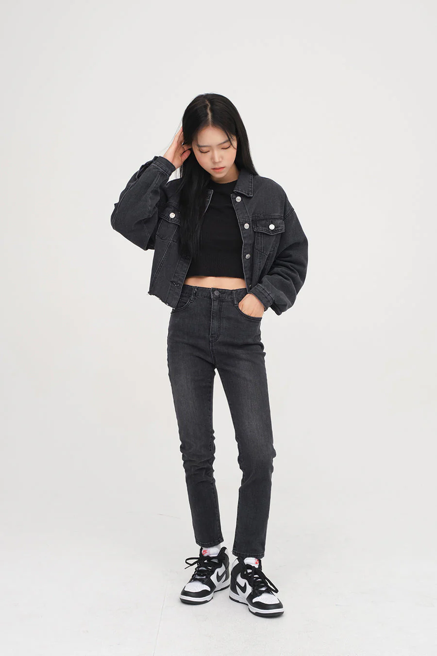 Ripped Hem Denim Crop Jacket F14 - Image 13