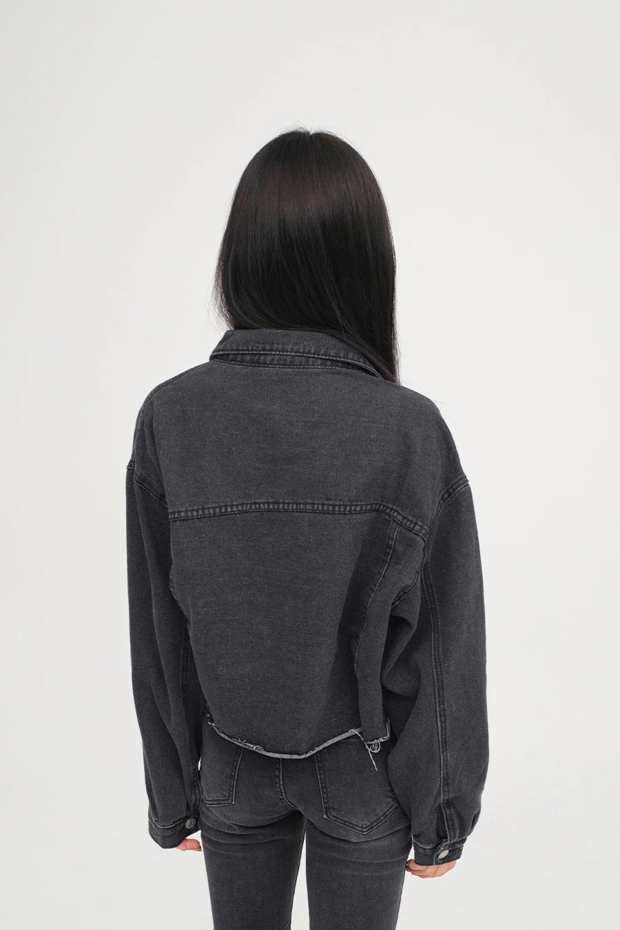 Ripped Hem Denim Crop Jacket F14 - Image 6