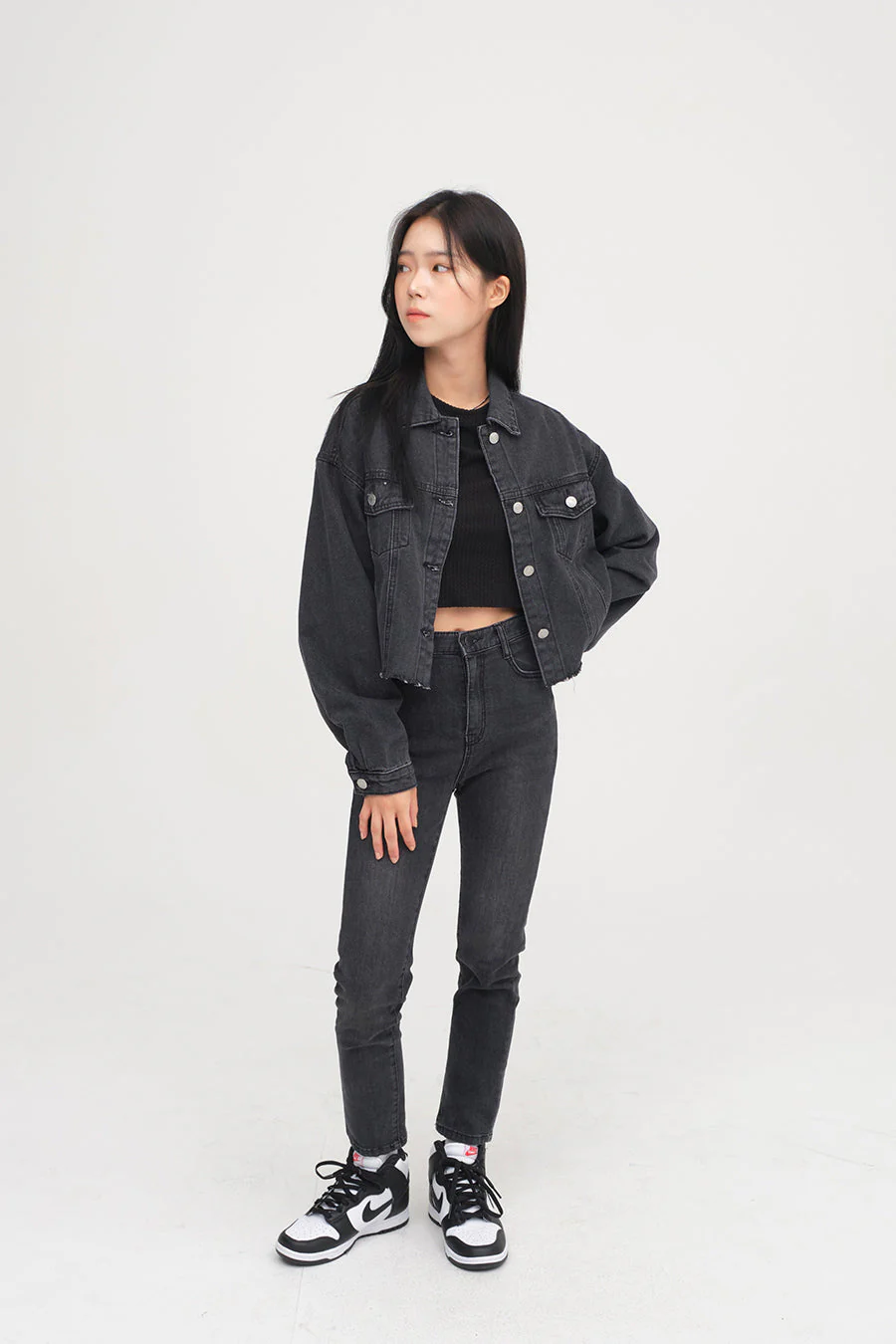 Ripped Hem Denim Crop Jacket F14 - Image 8