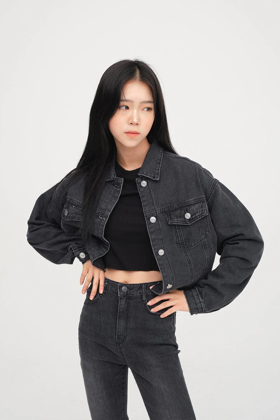 Ripped Hem Denim Crop Jacket F14 - Image 9