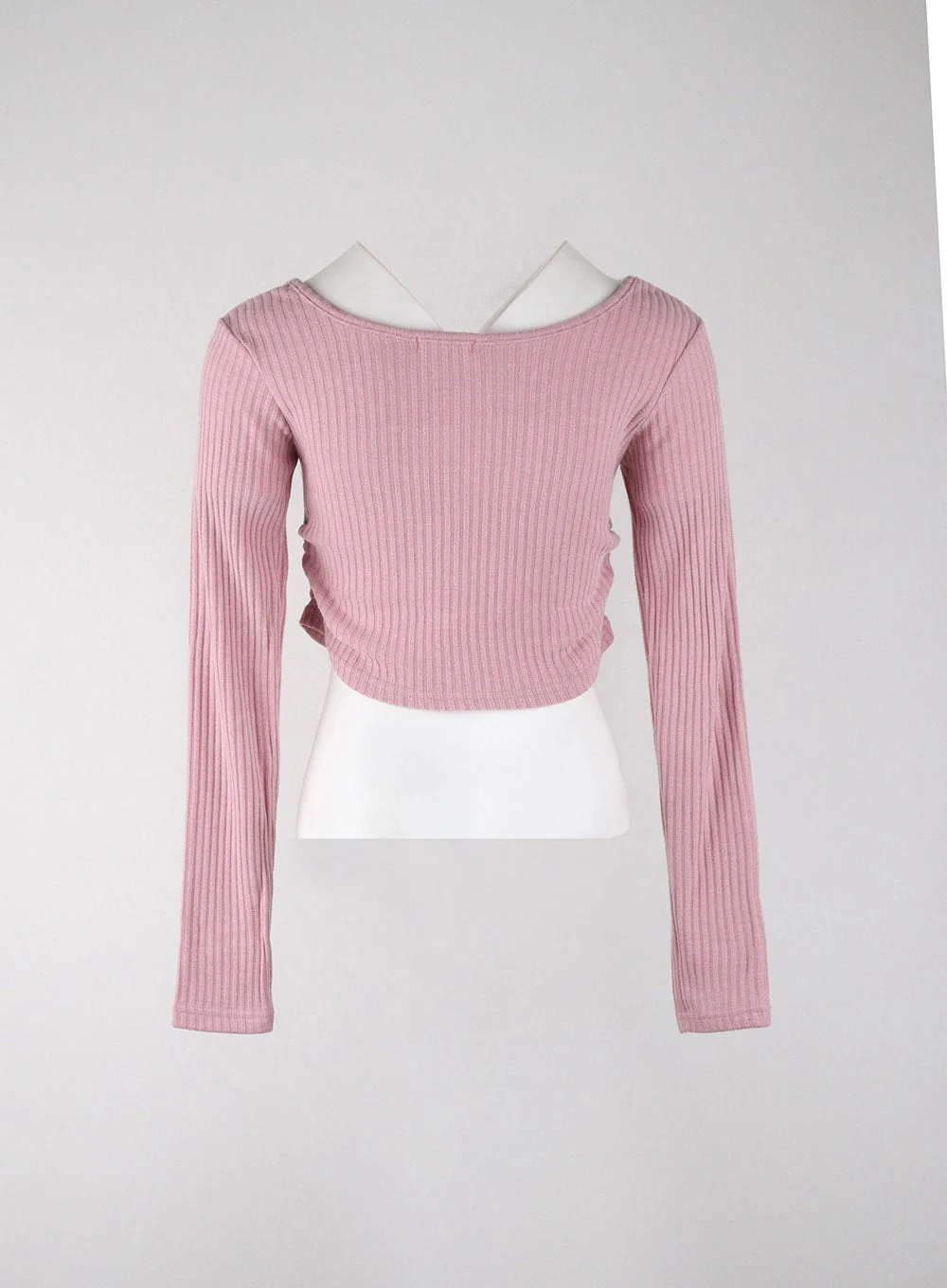 Round Neck Drawstring Ribboned Crop Long Sleeve IJ402 - Image 8