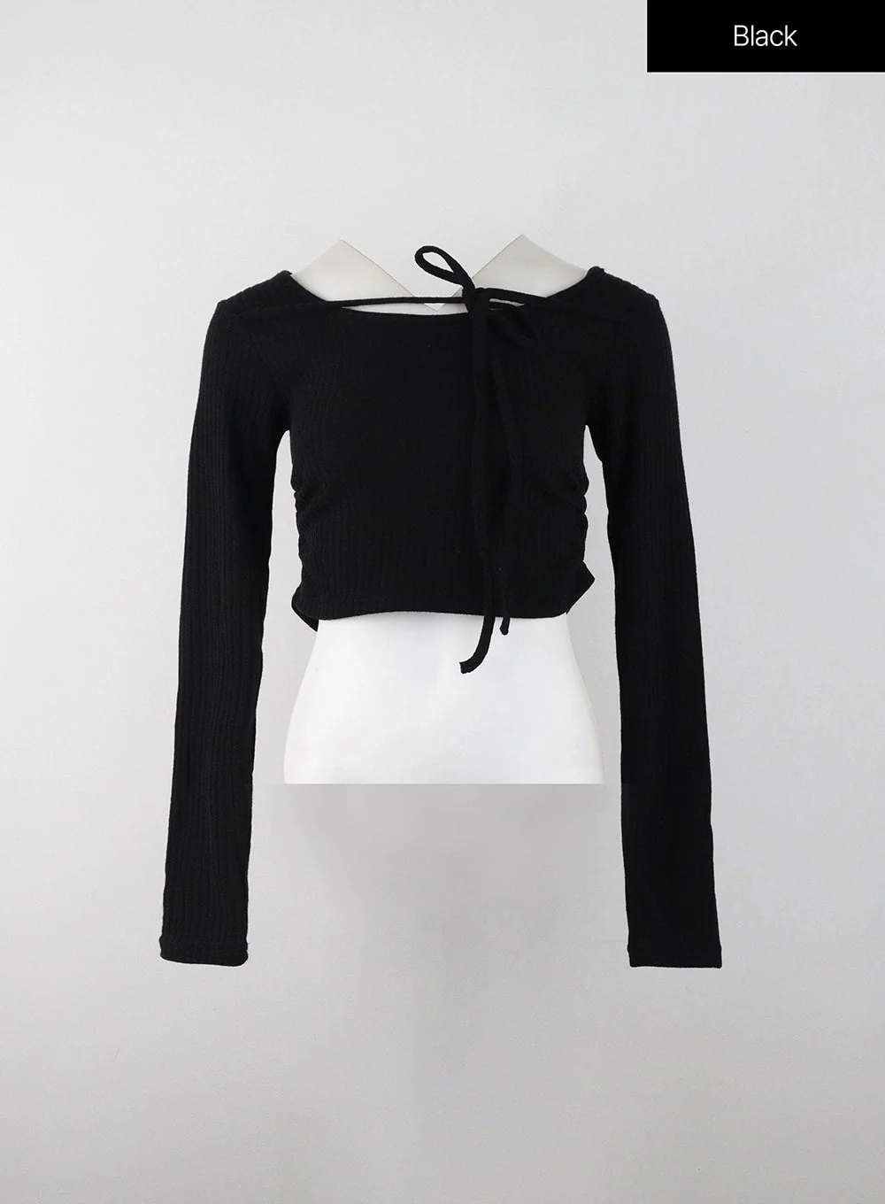 Round Neck Drawstring Ribboned Crop Long Sleeve IJ402 - Image 9