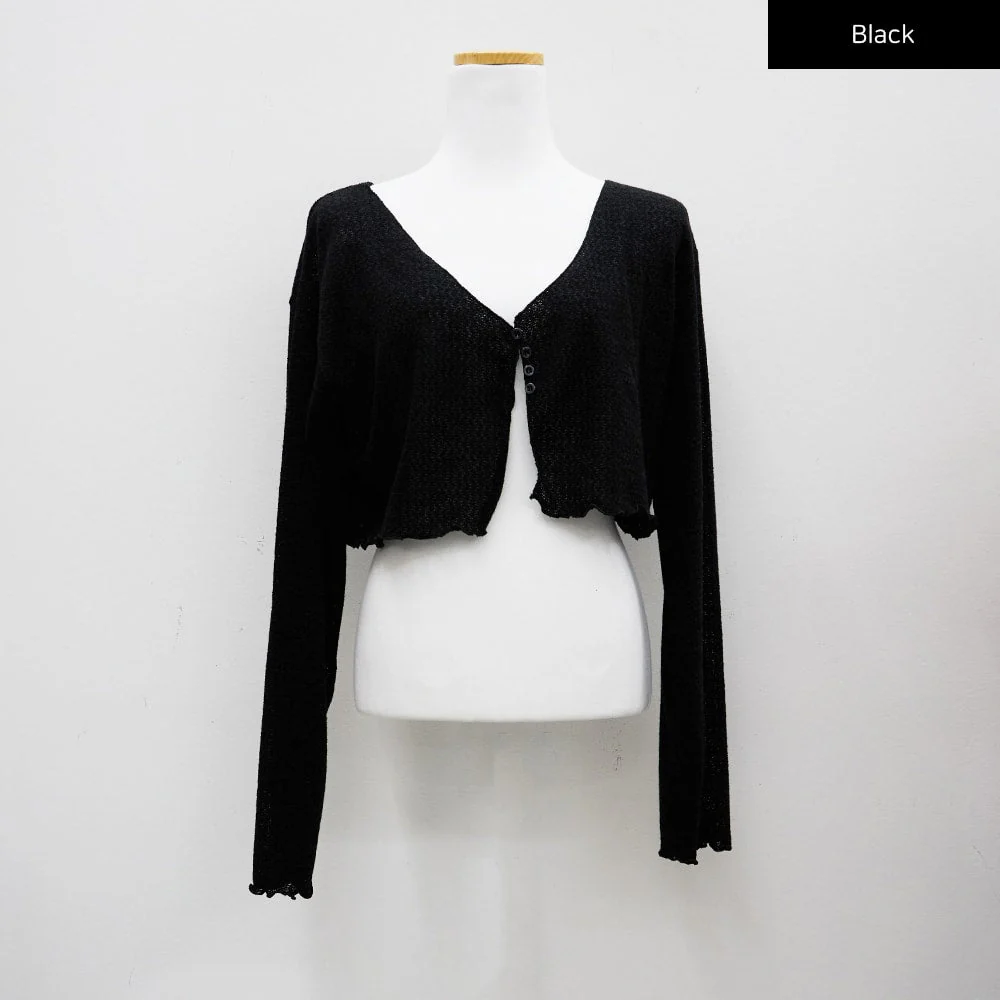 Ruffle Detail Cropped Cardigan CM17 - Image 9