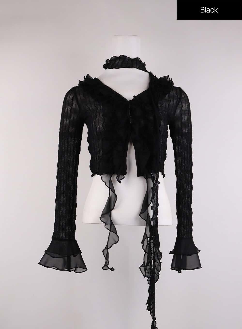 Ruffled Tie Front Cardigan CJ425 - Image 11