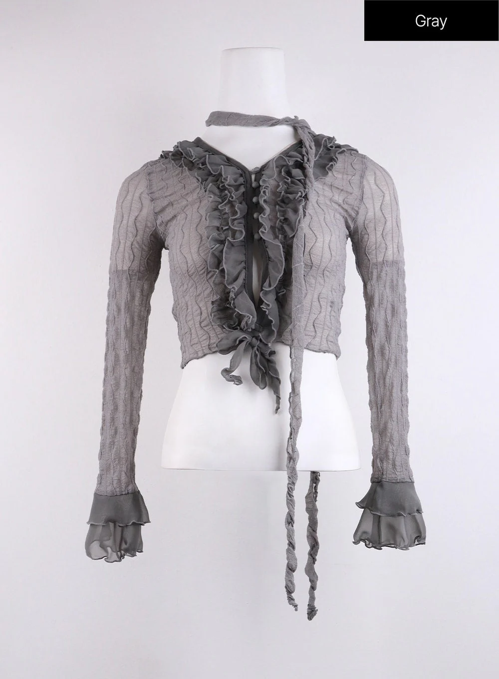 Ruffled Tie Front Cardigan CJ425 - Image 12