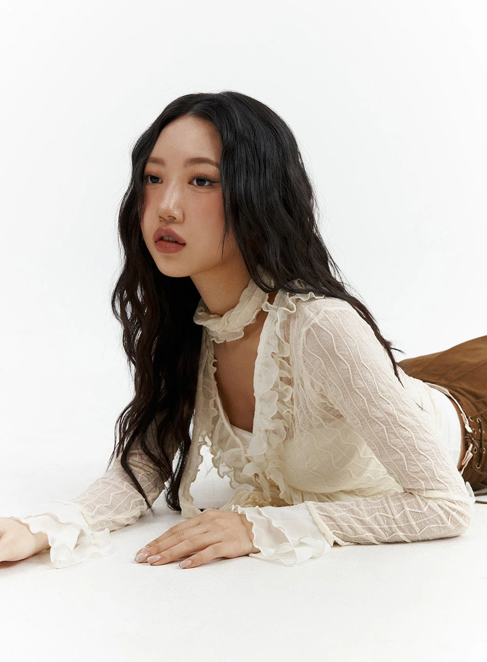 Ruffled Tie Front Cardigan CJ425 - Image 8