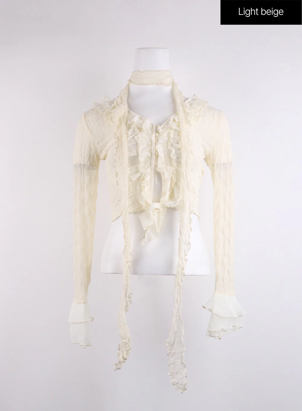 Ruffled Tie Front Cardigan CJ425 - Image 9