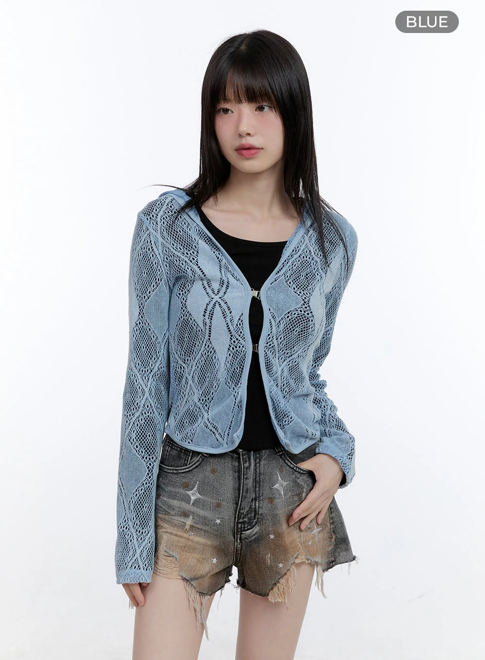 Sheer Lace Hook Hooded Cardigan CG413 - Image 10
