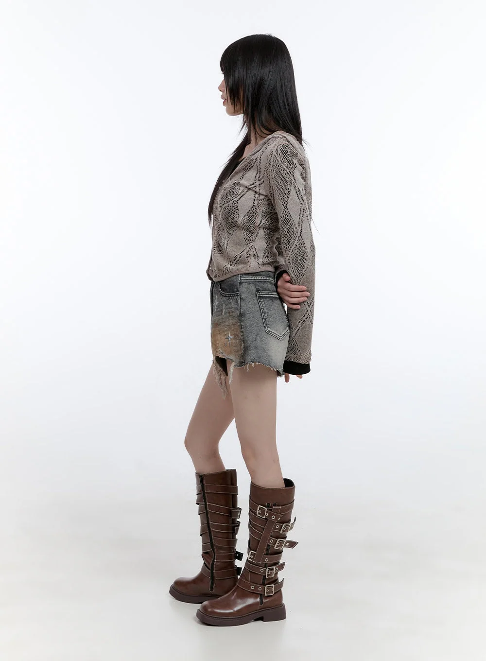 Sheer Lace Hook Hooded Cardigan CG413 - Image 3