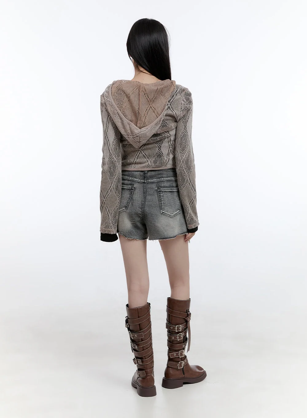 Sheer Lace Hook Hooded Cardigan CG413 - Image 5