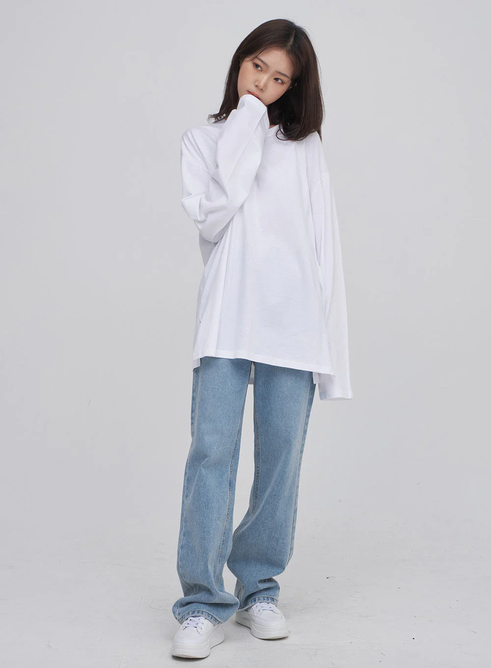 Side Slit Layered Basic T - Image 5