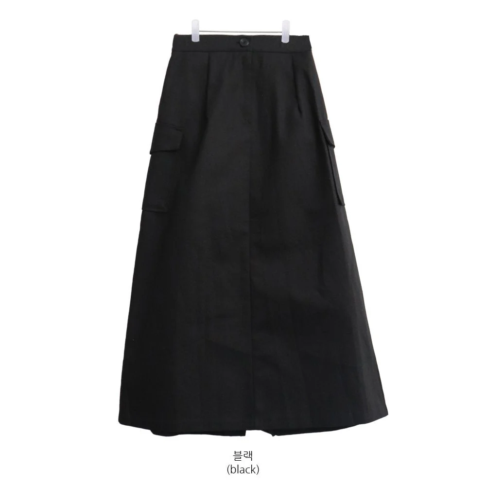 Simple High Waist Button Cargo Long Skirt CO05 - Image 14
