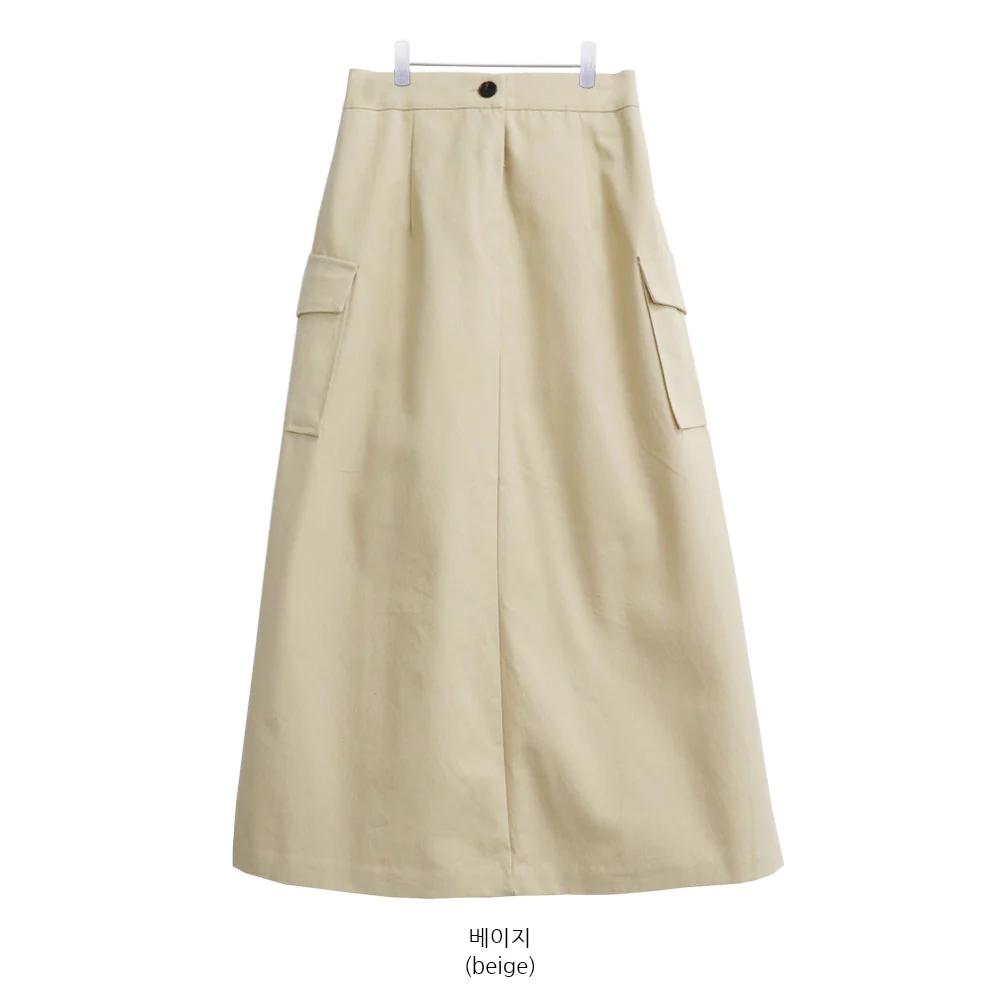Simple High Waist Button Cargo Long Skirt CO05 - Image 15