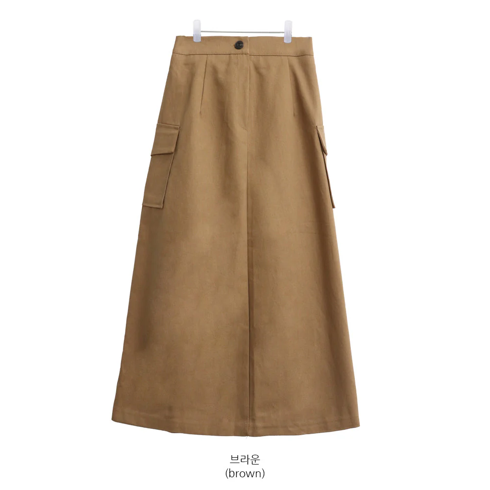 Simple High Waist Button Cargo Long Skirt CO05 - Image 16