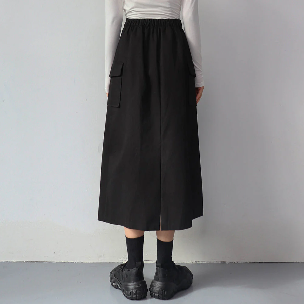 Simple High Waist Button Cargo Long Skirt CO05 - Image 7