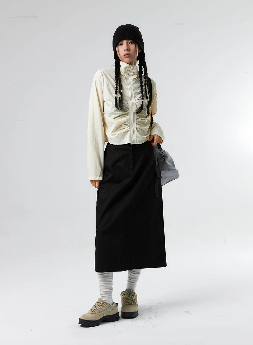 Simple High Waist Button Cargo Long Skirt CO05 - Image 8