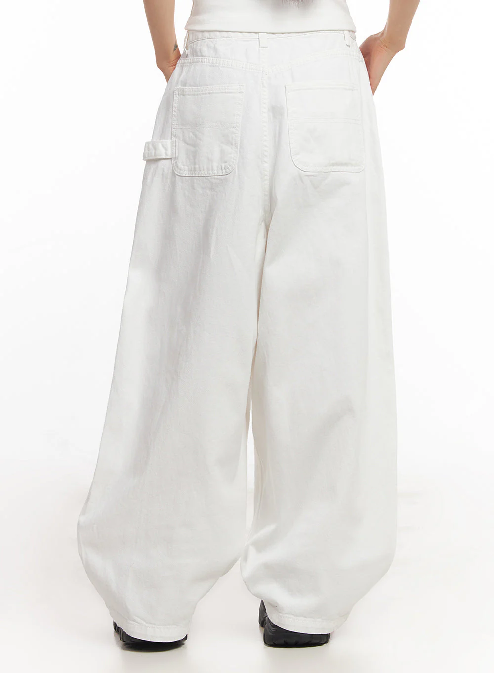 Solid Cotton Wide-Fit Pants IA528 - Image 13