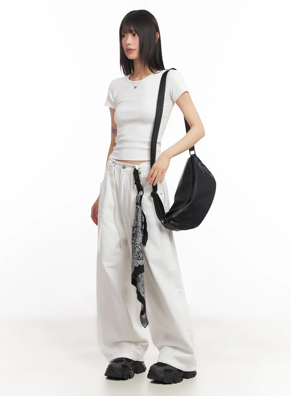 Solid Cotton Wide-Fit Pants IA528 - Image 14