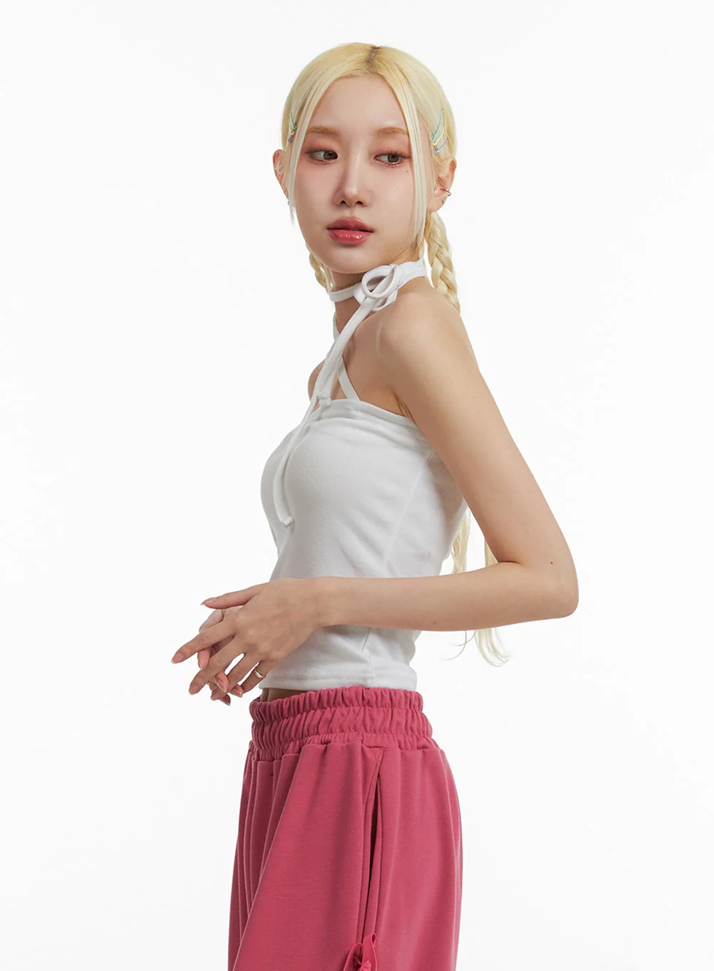 Solid Halter Bowknot Cami Top IF408 - Image 4