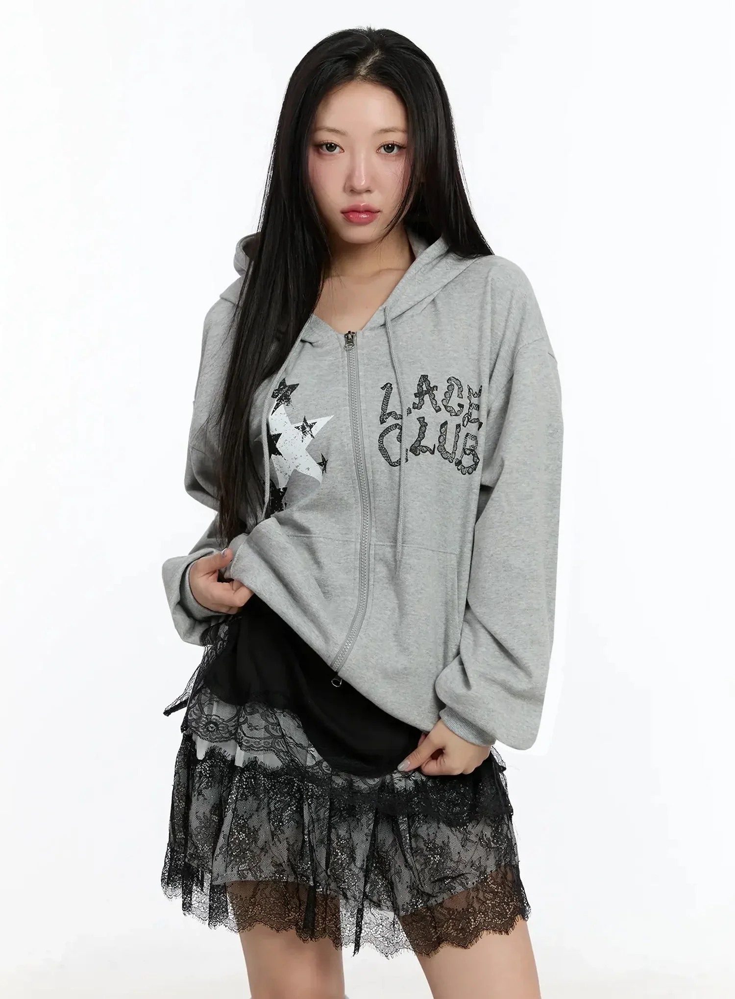 Star Lettering Zip-Up Hoodie IM509 - Image 3