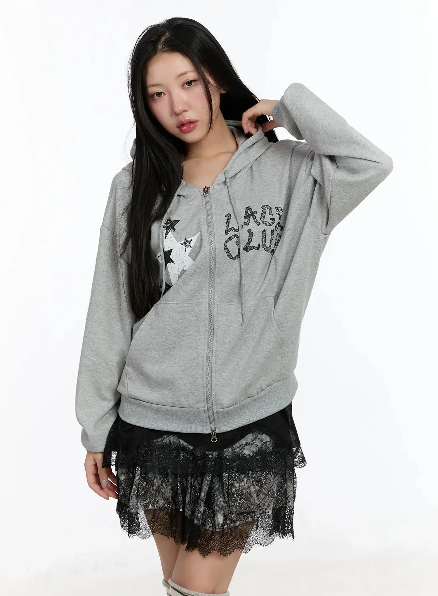 Star Lettering Zip-Up Hoodie IM509 - Image 8