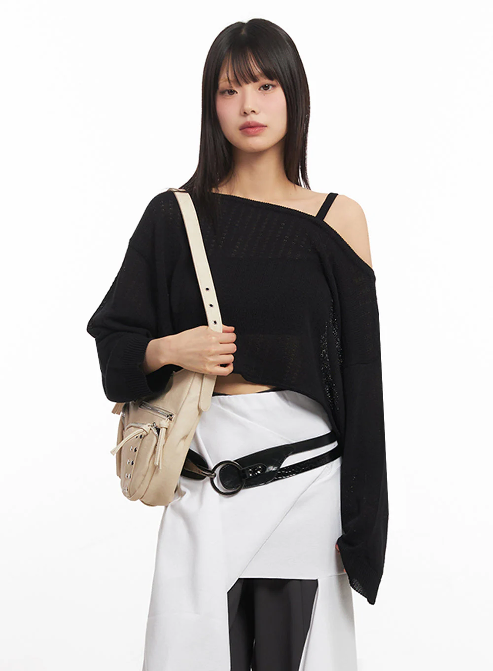 Stud Pocket Faux-Leather Shoulder Bag IY502 - Image 3