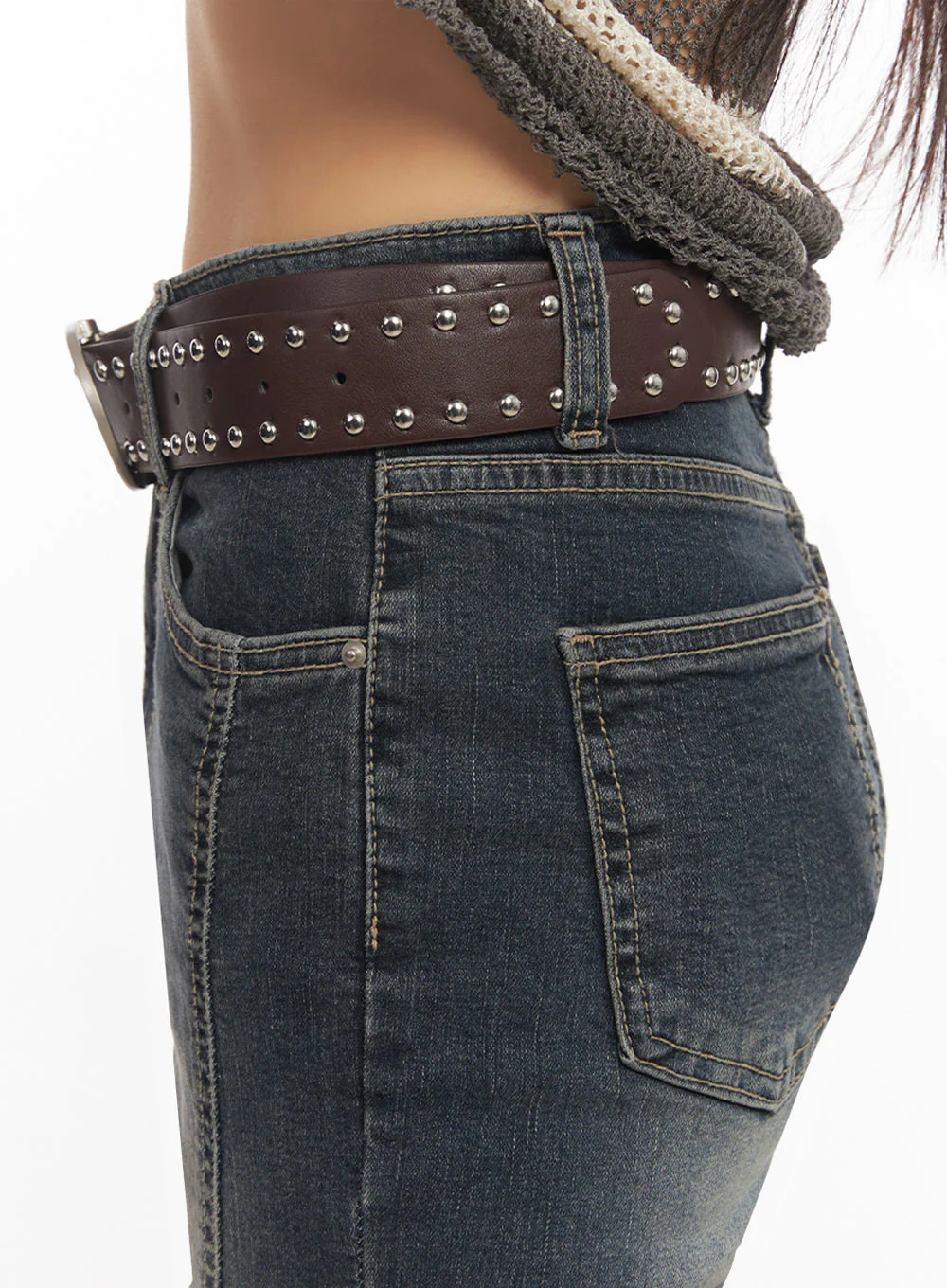 Twin Stud Faux-Leather Belt IY502 - Image 5