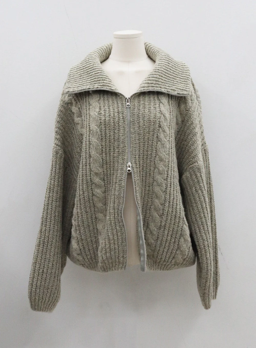 Twist Pattern Two Way Zipper Knit Cardigan CD20 - Image 9