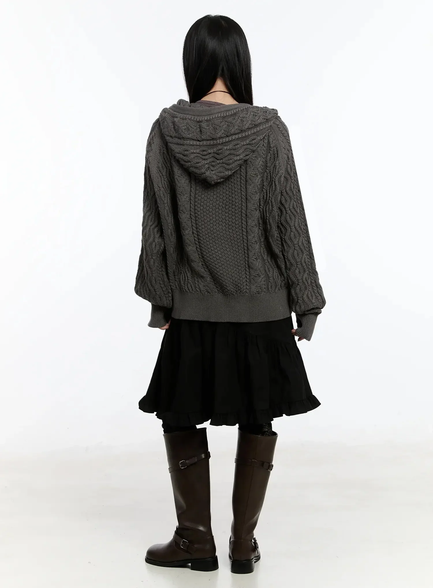 Twisted Knit Zip-Up Hoodie IM509 - Image 11