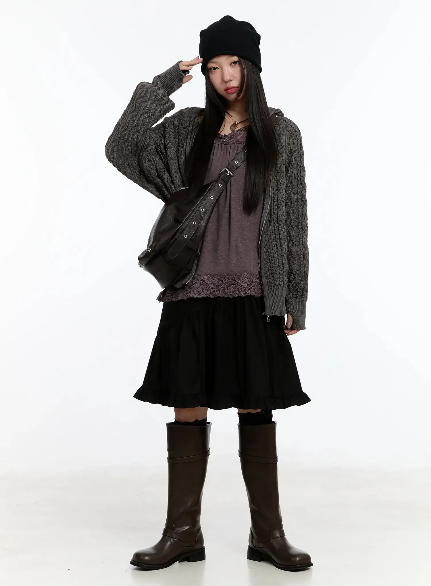 Twisted Knit Zip-Up Hoodie IM509 - Image 12