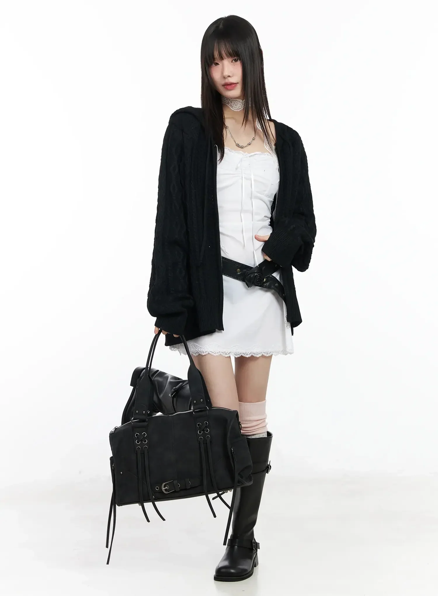 Twisted Knit Zip-Up Hoodie IM509 - Image 13