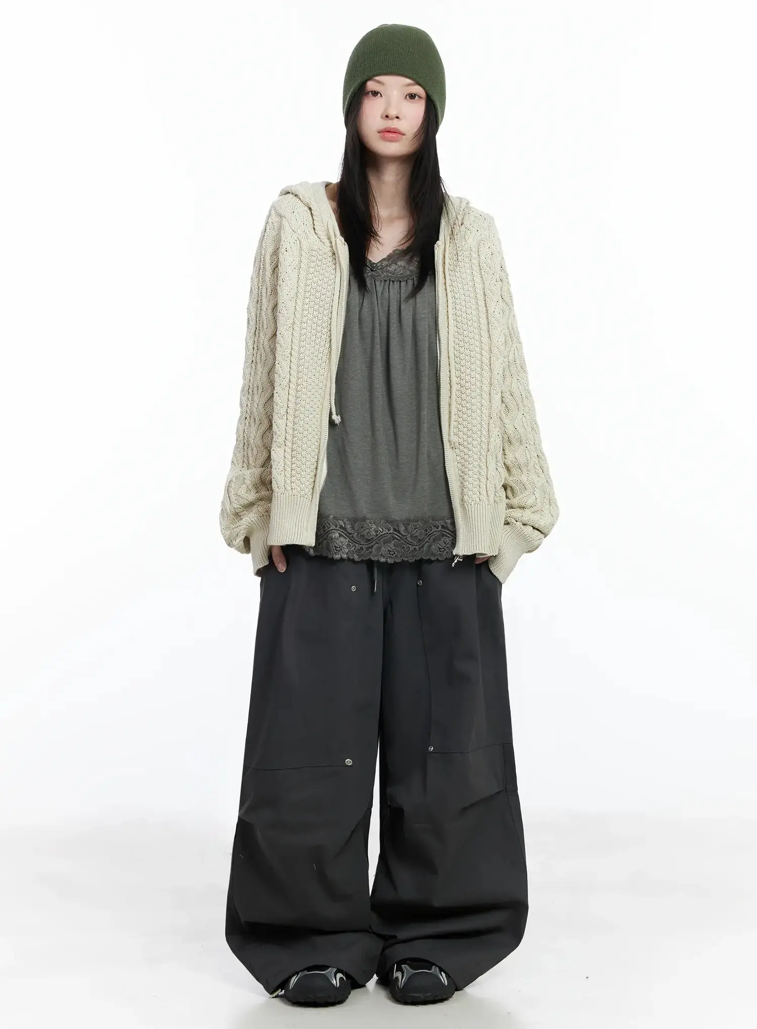 Twisted Knit Zip-Up Hoodie IM509 - Image 14