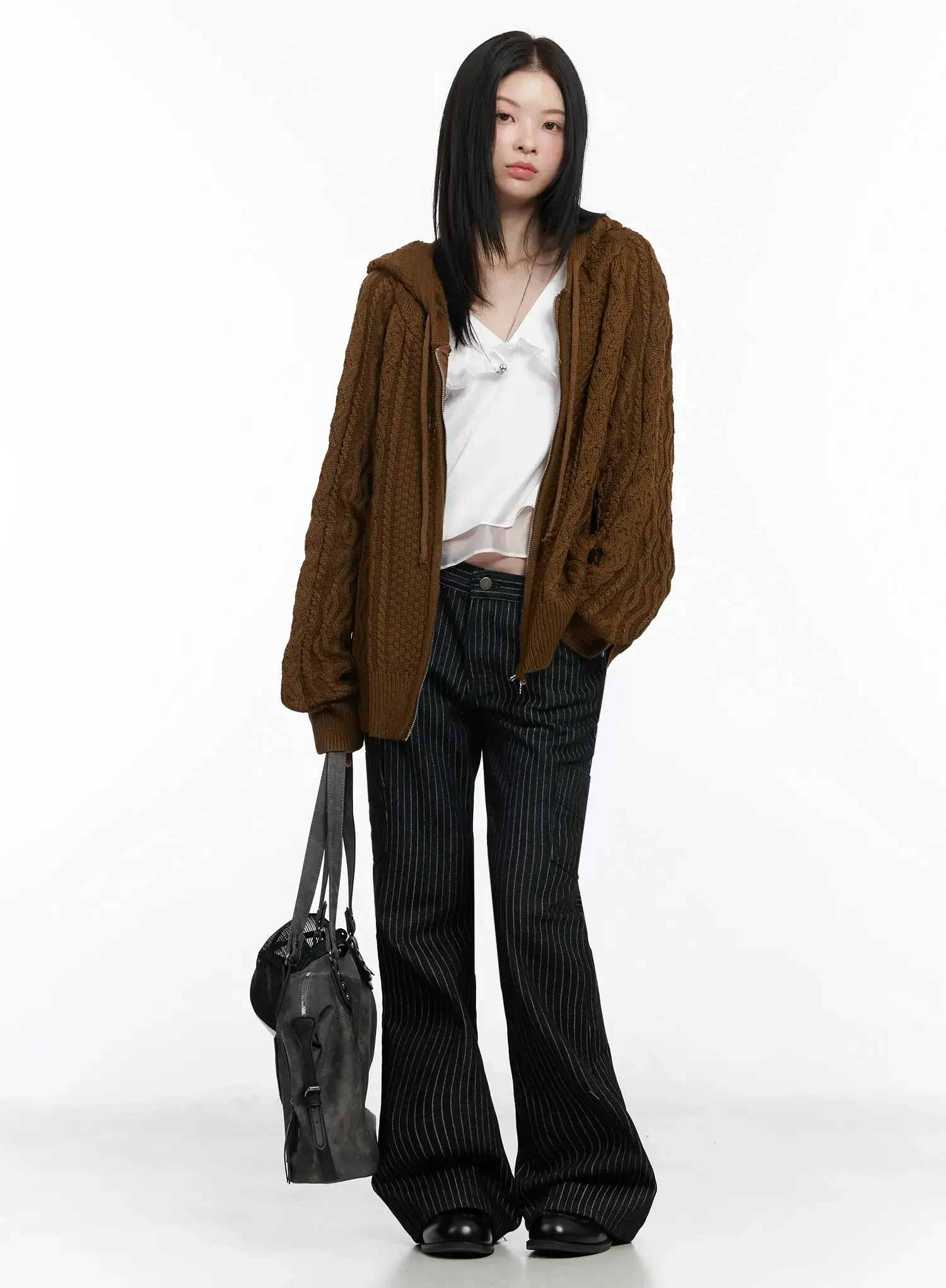 Twisted Knit Zip-Up Hoodie IM509 - Image 15