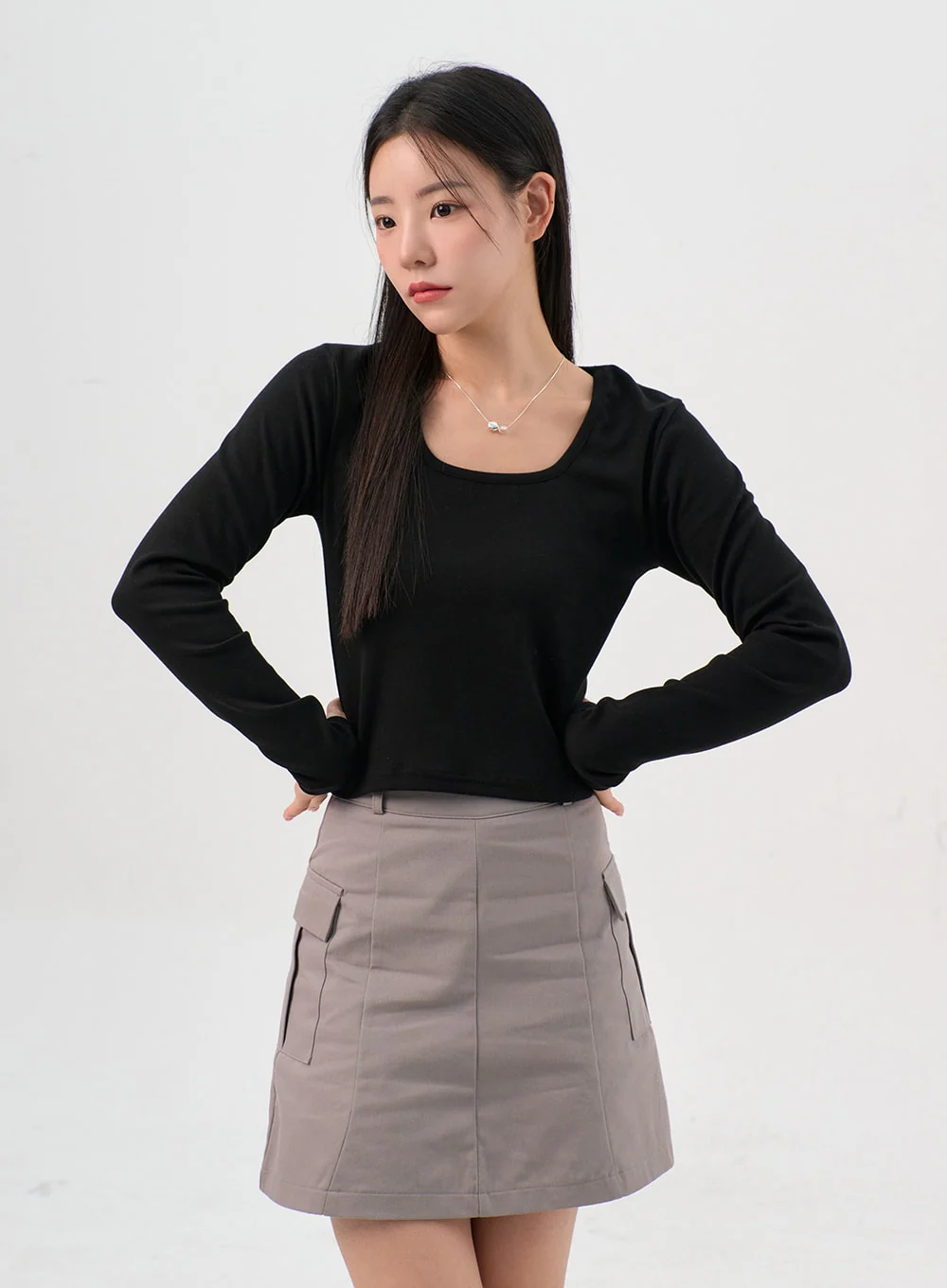 U-Neck Long Sleeve Top OS302 - Image 4