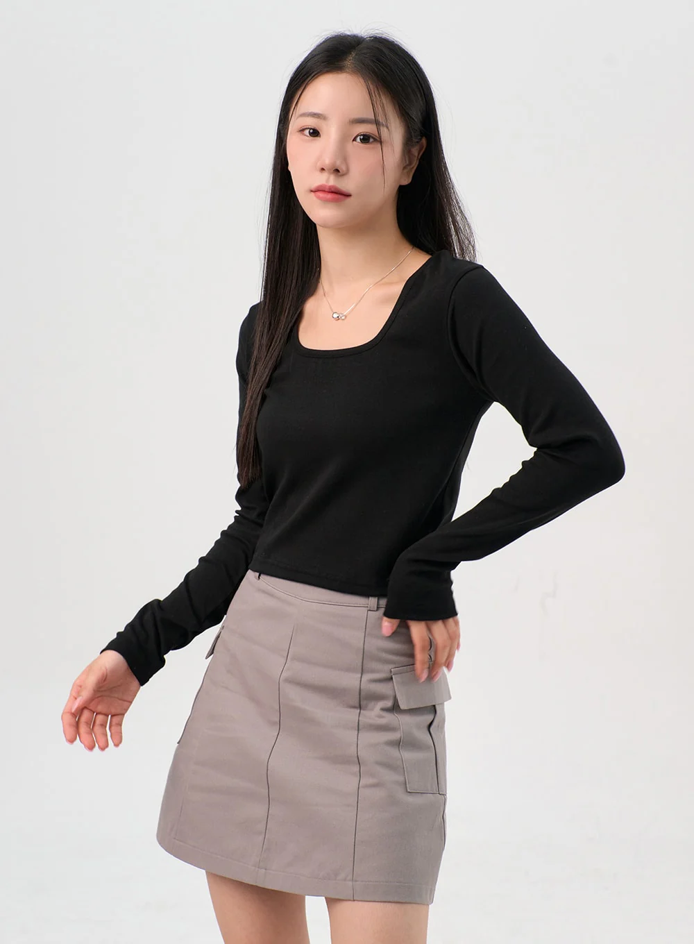 U-Neck Long Sleeve Top OS302 - Image 7