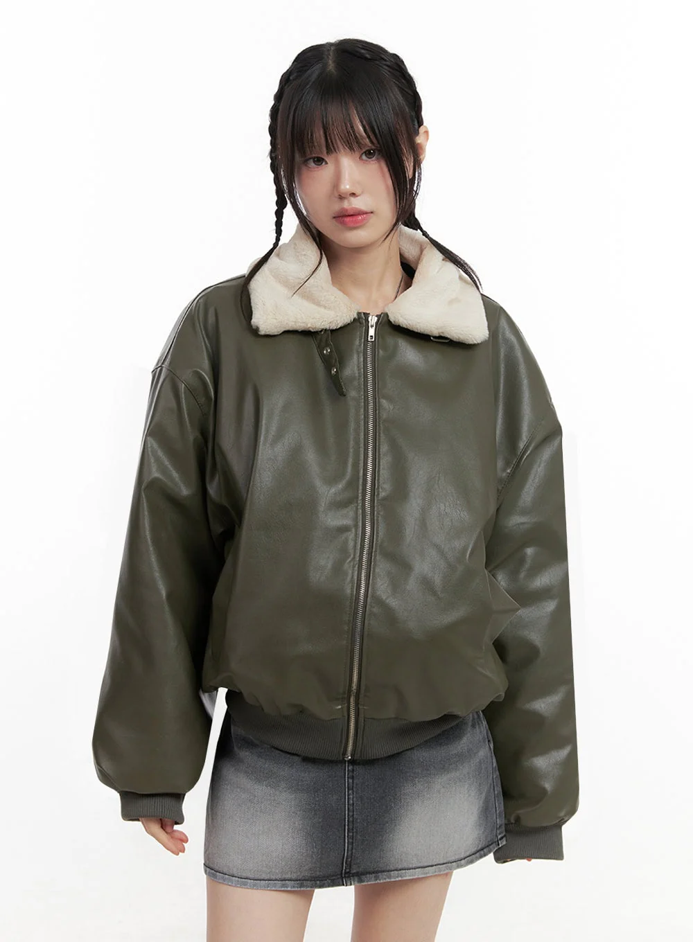 Urban Zip-Up Faux Leather Jacket IN427 - Image 11
