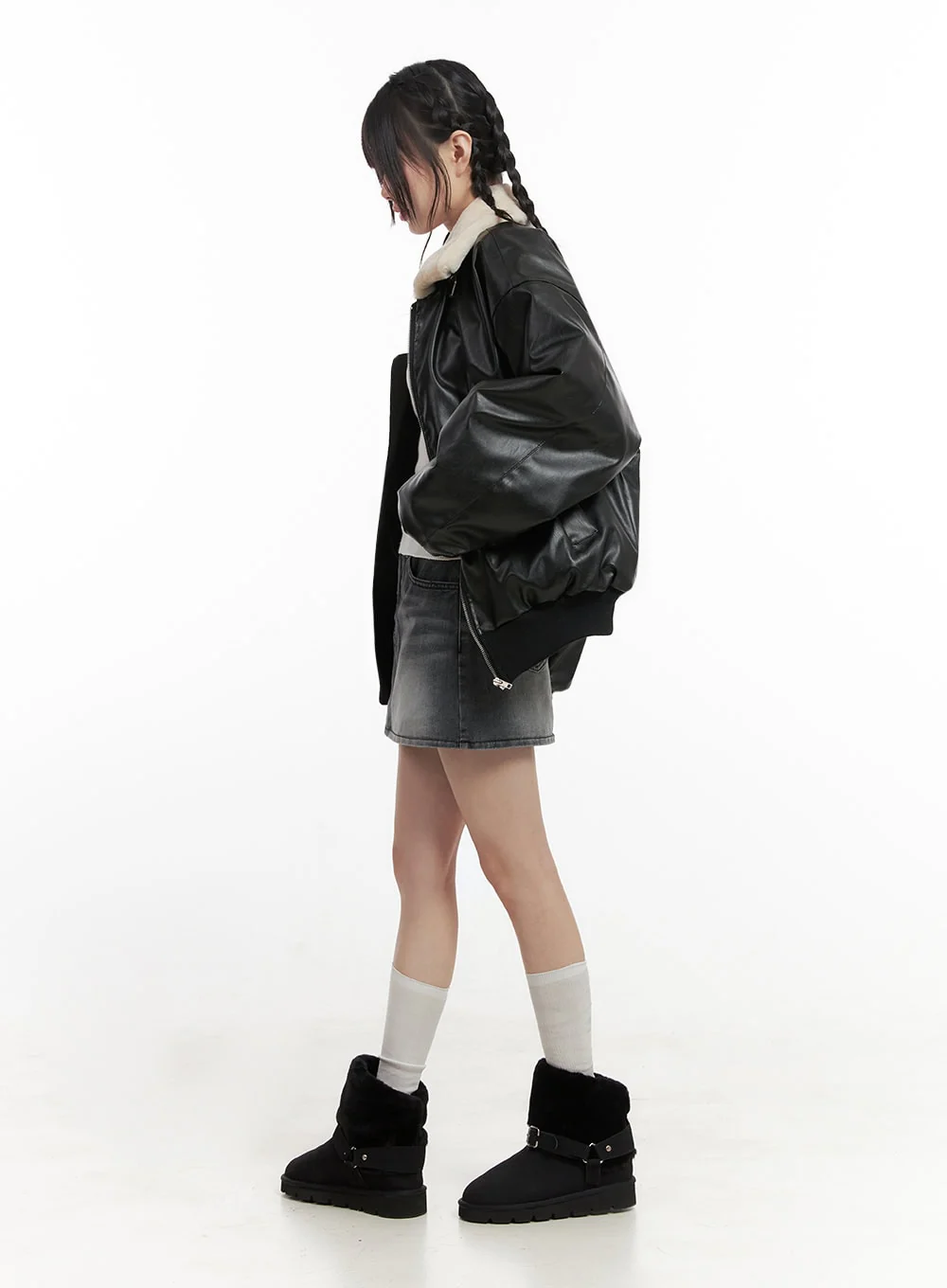 Urban Zip-Up Faux Leather Jacket IN427 - Image 7