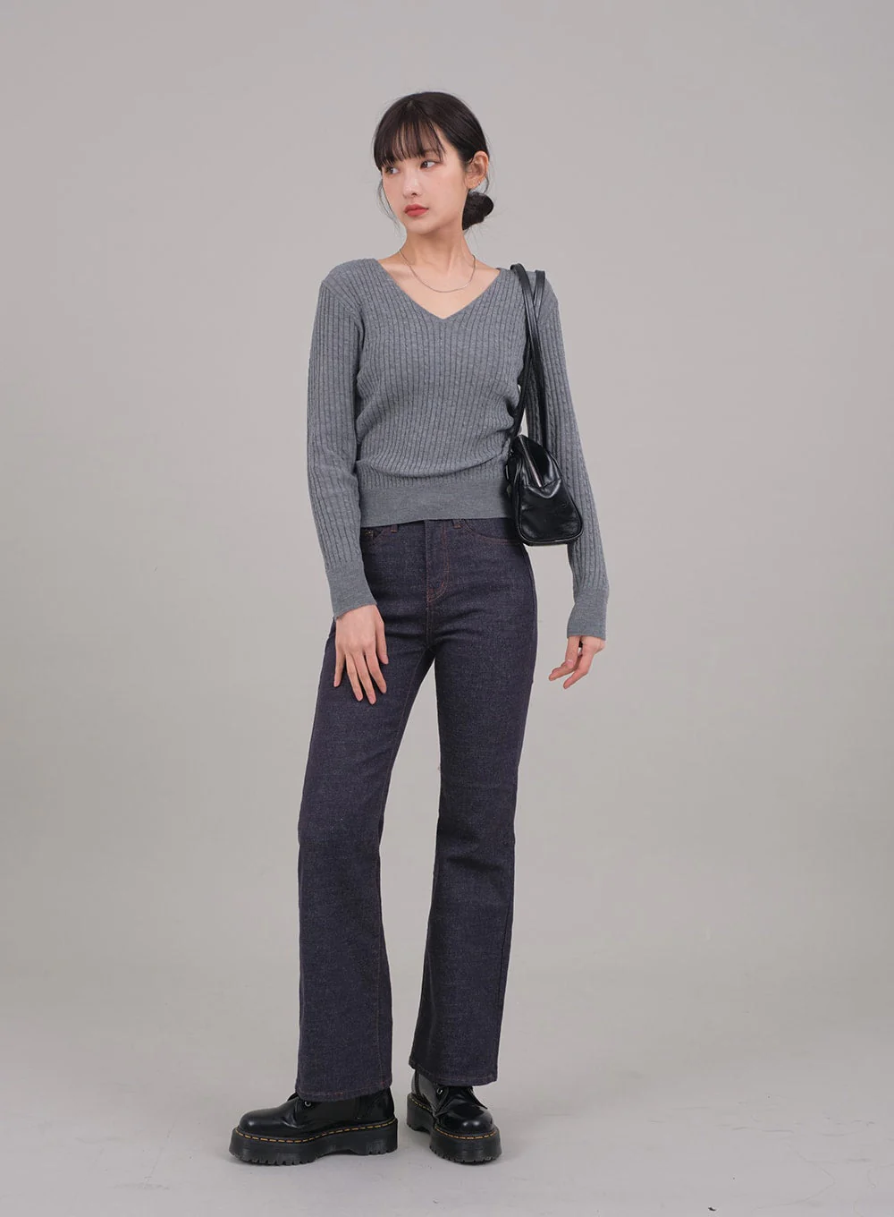 V Neck Cable Knit Top C2701 - Image 3