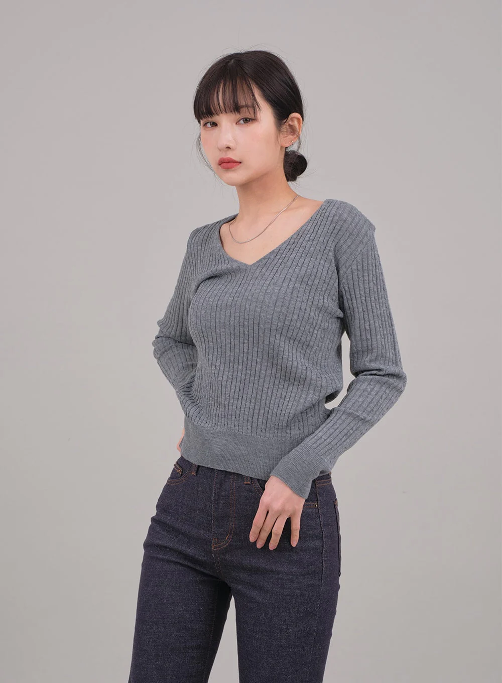 V Neck Cable Knit Top C2701 - Image 5